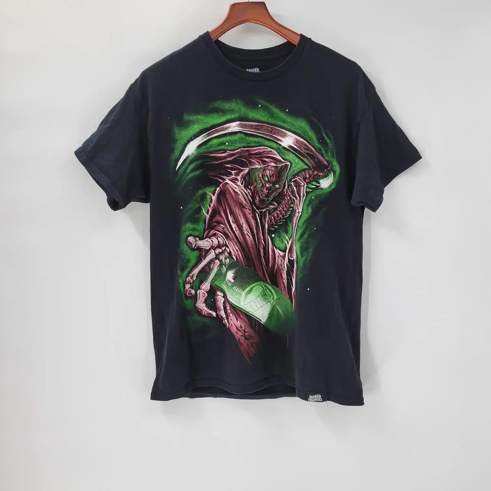 Broken Promises Mens T Shirt Large Black Payback Crew Graphic Short Sleeve Tee